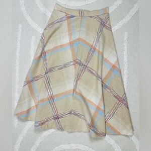 Vintage Pastel Wool A-Line Midi Skirt | Union Made | XS/S
